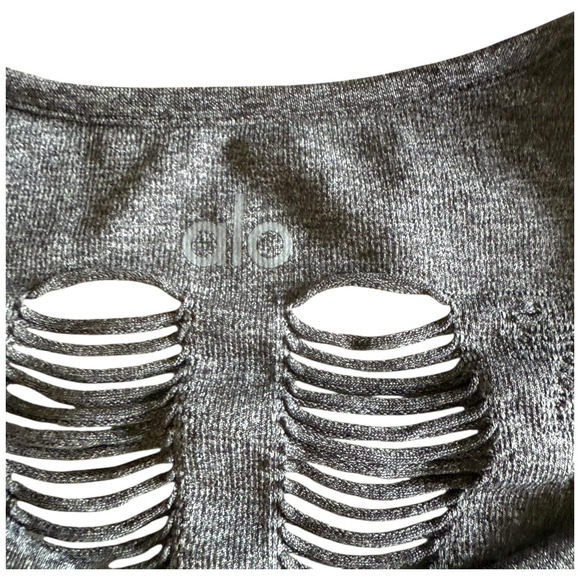 ALO Yoga Wanderer Long Sleeve Top Charcoal Heather Gray Active Shirt Size M/L - Picture 5 of 7